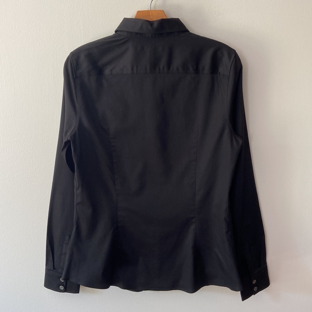 BANANA Republic Long Sleeve Non-Iron Fitted Sateen Shirt Black Size 10 - Picture 3 of 14